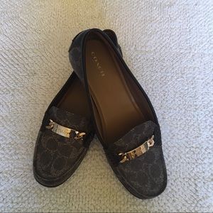 EUC Coach Loafers Olive with Gold Hardware